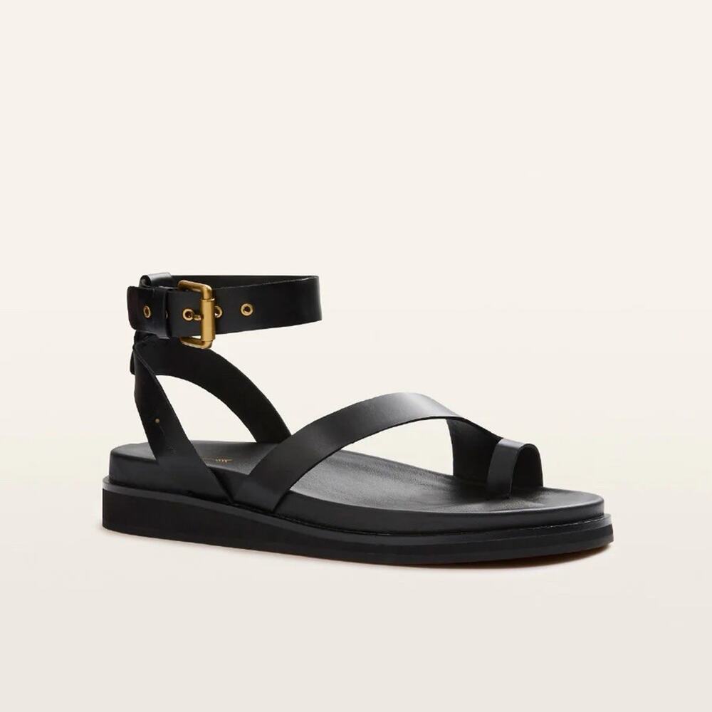 FRANKIE4 Black Leather Middleton Sandals Size 8.5 Summer Boho Indie Summer